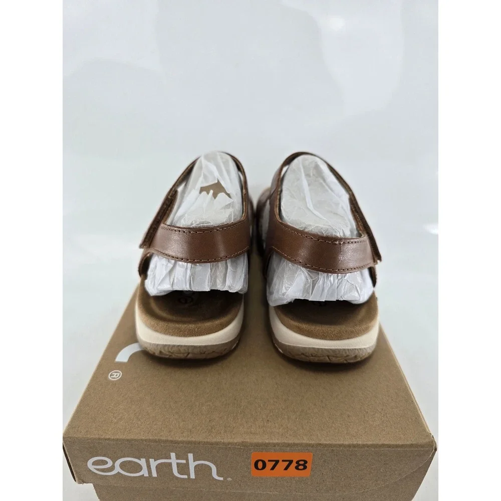 Earth Origins Sylo Sandals Womens 7 Brown Laser Cut Hook Loop Straps - New - Picture 6 of 9